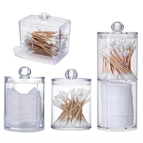 Storage Box Acrylic Multifunctional Round Qtip Storage Box Container Cosmetic Makeup Cotton Pad Organizer Jewelry Holder Candy