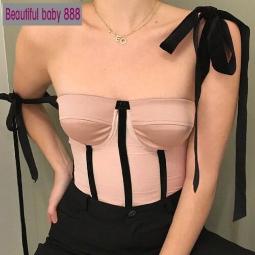 Meqeiss New Sweet Girl Patchwork Mesh Bandage Camisole Women Sexy Backless See-Through Clubwear Crop Tops Basic Wild Streetwear