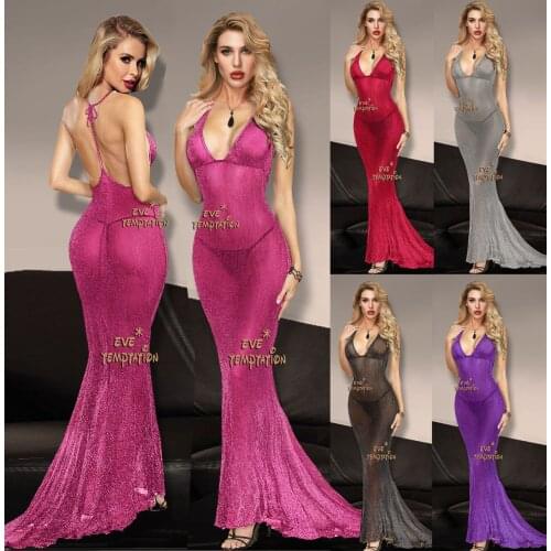 Lingerie sexy hot erotic Sexy Babydolls glisten backless Lingerie Sheer Underwear Costume Dovetail doll dress Underwear W098