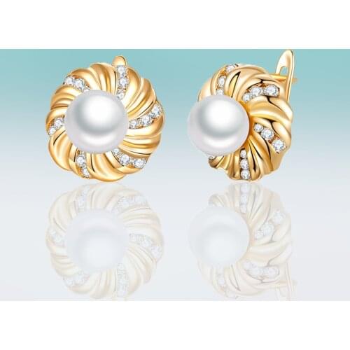 New Fashion Gold/silver Color Plated Small Round Pearl Earrings Cubic Zirconia Stud Earrings for Women Jewelry Simple Gift