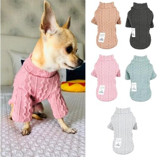 Solid Dog Sweater Knitted Crochet Clothes For Small Dogs Winter Outfit Coat Clothing For Chihuahua Dachshunds Hundepullover 10A