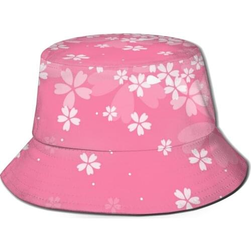 CINESSD Bucket Hat Unisex Bob Caps Hip Hop Gorros Cherry Blossoms Pink Flowers Summer Panama Cap Beach Sun Fishing Hat