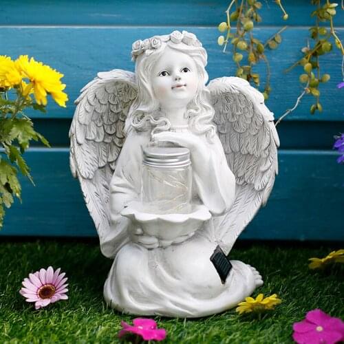 Courtyard Resin Solar Glass Bottle Angel Furnnishing Outdoor Garden Lawn Sculpture Crafts Villa Park Balcony Figurines Ornaments