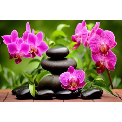 Full Square Diamond 5D DIY Diamond Painting "Orchid Stones" 3D Embroidery Cross Stitch Rhinestone Mosaic Painting Home Decor VIP