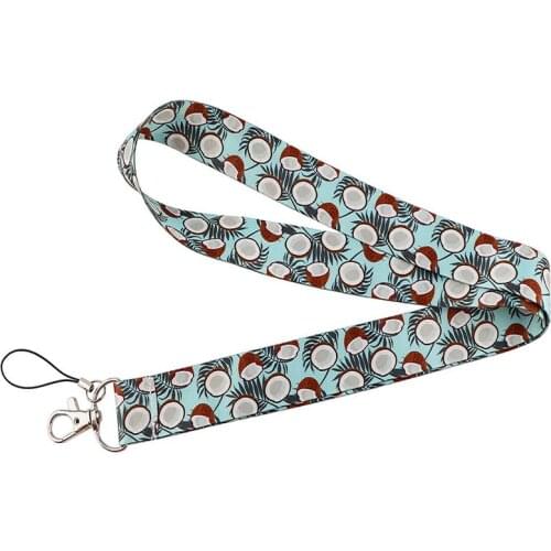Cartoon Coconut Tree Keychain Lanyard For Keys Tags ID Card Pass Gym USB Badge Holder Webbing Ribbon Neck Strap DIY Hanging Rope