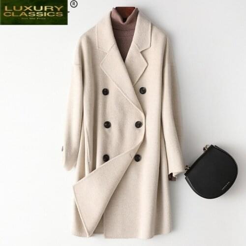 Wool Coat Female Real Long Cashmere Jacket Women Korean Double Breasted Coats 2021 Winter Clothes Autumn Overcoat 987005