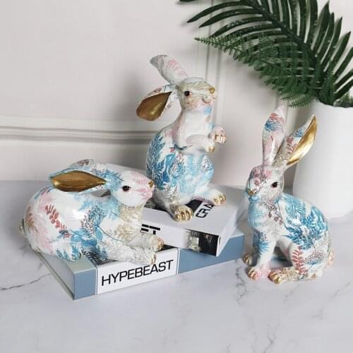 Kids Childrens Living Room Fairy Garden Nordic Decor Rabbit Home Kawaii Figurines For Interior Estatua Pet Favourite Resin