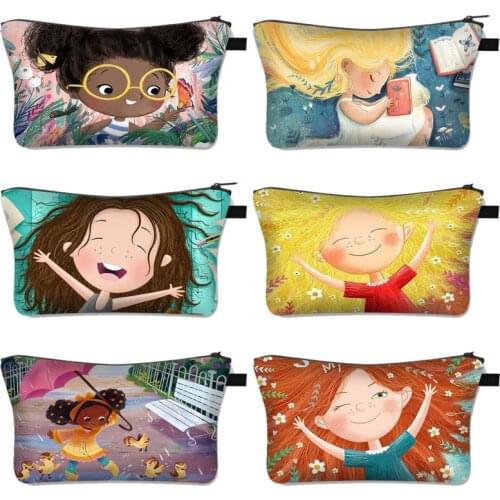 Cartoon Girls Cosmetic Case Women Makeup Organizer Bag for Travel Kawaii Storage Cosmetic Bags