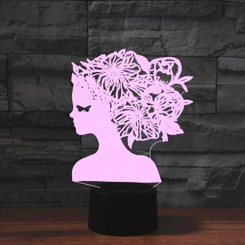 Bridal Makeup 7 Color Changing 3d Table Lamp with Remote Control Touch Switch LED Nightlight for Bedroom Wedding Party Decor