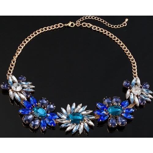 2018 TOP Newest Fashion Jewelry Exquisite Rhinestone Pendant Necklace Gem Flower Chain Pendant Necklace For Women Wedding #N011