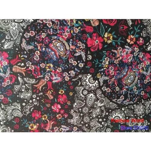 High Quality flower pattern Faux PU Leather fabric for DIY sewing sofa table shoes bags bed material(1 yard)