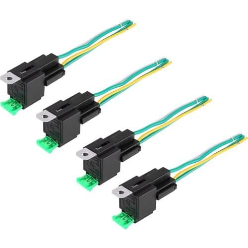 Uxcell 4 Pcs 4Pin Universal Car Vehicle Motor Fuse Relay Switch Power JD1912 DC12V 30A Automotive With Relay Socket