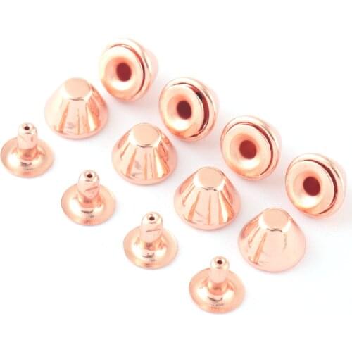 10*7mm Rose Gold Double Cap Rivets Metal Button Round Rapid Rivet Rivet Studs for Purse Bags Handbags Shoes Belts Leather Craft
