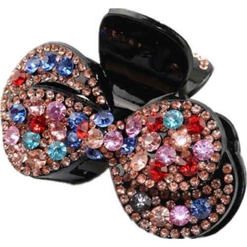 Fashion Girls Large Simple Full Crystal Bowknot Hair Claw Hair Clip Hair Accessories Gifts