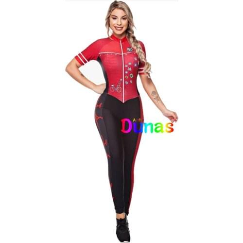 Female Dunas Cycling Suit Jumpsuit Women 20D Gel Cycling Set On Sale Trousers And Short Sleeves Little Monkey Free Bike Clothing