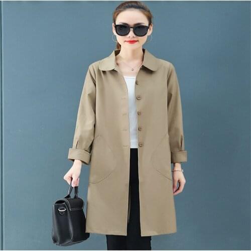 Women Trench Coat 2019 Korean New Spring Autumn Plus Size Turn-Down Casual Single-breasted Elegant Slim Female Long Coat 798