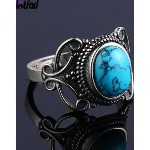 925 Sterling Silver Ring for Women Natural 8x10MM Oval Turquoise Rings Fine Jewelry Anniversary Party Gift