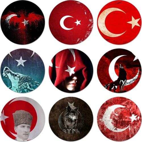 58mm turkey turkish flag Icons Pins Badge Decoration Brooches Metal Badges For Backpack Decoration