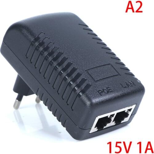 1pc EU power injector DC 12V 15V 24V 48V 0.5A 1A POE Injector power adapter Ethernet IP Camera Telefoon PoE Voeding