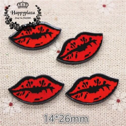 20pcs Cute Red Lip Resin Planar Art Decoration Charm DIY Jewelry/Craft Accessories,14*26mm