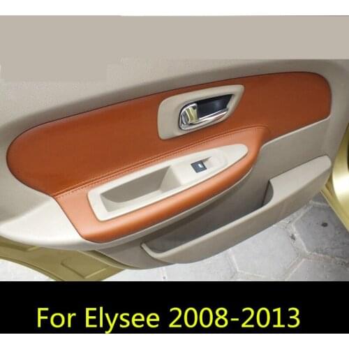 4PCS Car Accessory Microfibre Leather Interior Doors Panel Armrest Cover For Citroen Elysee 2008 09 10 11 12 2013 AAB127