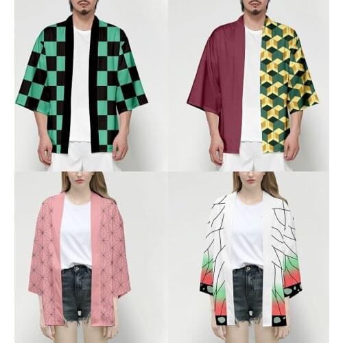 Anime Demon Slayer Kimetsu No Yaiba Tanjiro Kamado Nezuko Cosplay Costume Men Kimono Coat Plus Size Cape Jacket Women Cloak