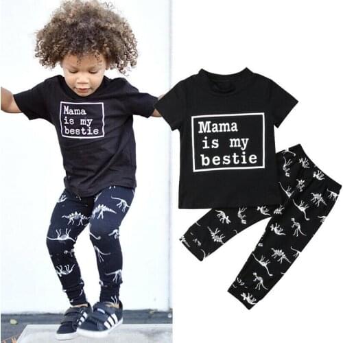 Free shipping 2Pcs Toddler Kids Baby Boy Tops T-shirt Dinosaur Pants 2Pcs Outfits Clothes