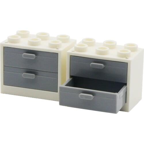 City Blocks Chest Drawer Cabinet Living Room Furniture Building Brick House Accessories Parts Children Toy Compatible LegoINGlys