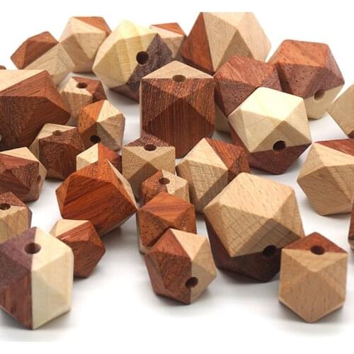 50pcs/lot 10/12/14/16/18/20mm Two Color Octagonal Wooden Beads DIY Jewelry Accessories Fashion Wood Bead For Necklace Earrings