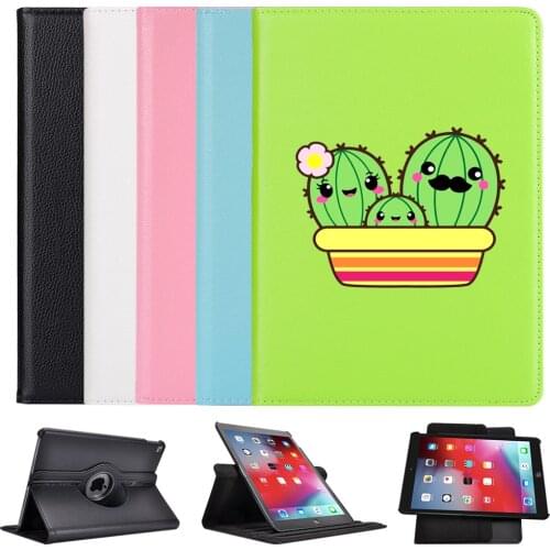 Ipad 2 3 4 360°Rotating Leather Stand Case Cute Cactus Tablet Cover Protective For 2020iPad Pro 11 12.9 10.5 7.9 inch Mini 1 2 3