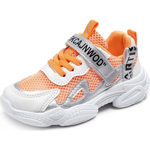 Kids Sports Shoes Boys And Girls Spring and Summer Student Sneakers Childrens Breathable New Solid Soft-soled Mesh Shoes