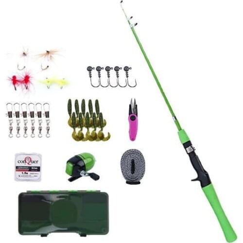 Children/Women lure rod 1.2 meters Mini lure fishing rod set cute rod with fishing reel line Beginner fishing set EVA handle