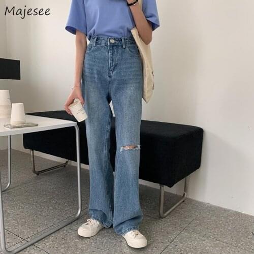 Jeans Women Hole Creativity All-match Summer High Waist Harajuku Trendy Leisure Student Chic Femme Denim Korean Style Simple New