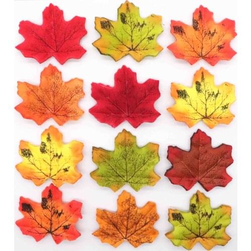 Top Sale Orange/Green/Yellow 50pcs/set Artificial Maple Leaf Garland Silk Autumn Fall Leaves for Wedding Garden Decor