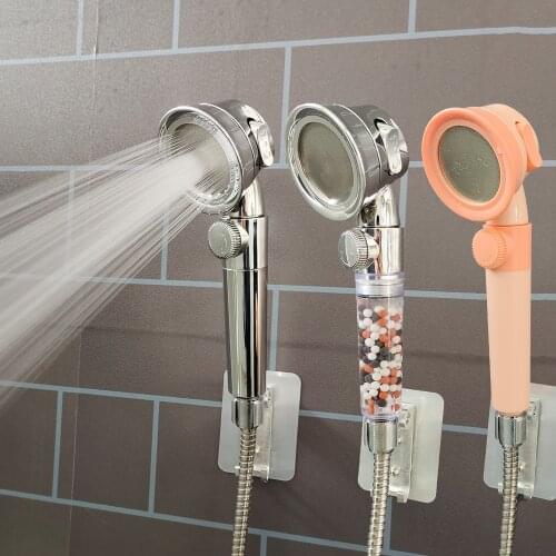 Bathroom Chrome Pressurized Shower Head Adjustable Bath Mineral Balls Spa Pure Shower Head with Switch on/off Button
