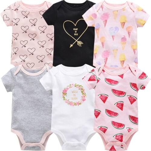 Honeyzone Summer Newborn Baby Girl Clothes Short Sleeve Cotton Cute Cartoon Print Baby Boy Bodysuit ropa de bebe Infant Jumpsuit
