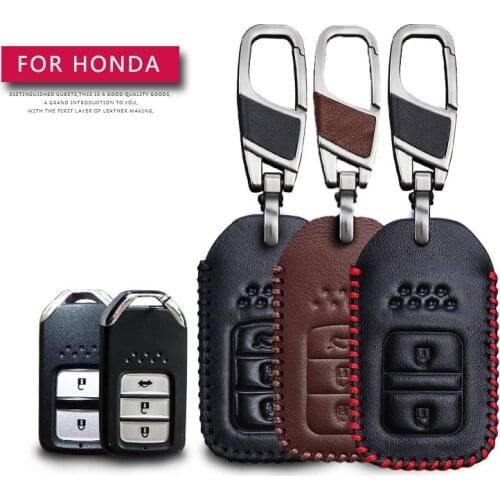 Leather Car Key Case Cover For Honda Accord Vezel Civic Pilot CRV HRV JAZZ Protection Key Shell Skin Bag Only case