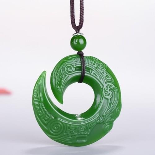 Fashion Green Jade Dragon jade Pendant Necklace Jewellery Chinese Hand-Carved Relax Healing Women Man Luck Gift Free Rope
