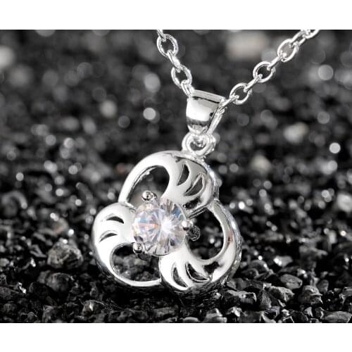 Hot sell 925 Silver colorWomen Fashion Rotating Pendant Necklace Free shipping