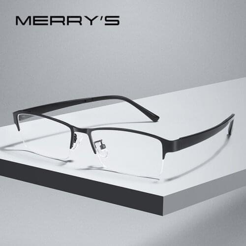 MERRYS DESIGN Men Titanium Alloy Glasses Frame TR90 Legs Prescription Eyeglasses Optical Frame Business Style S2216