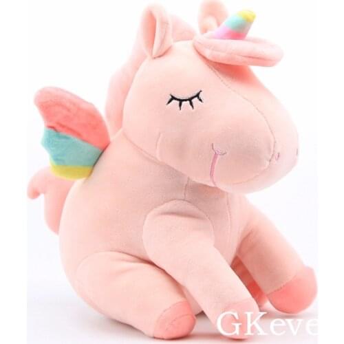Lovely Pink Unicorn Squinting Eyes Adorable Unicorn Horse Sparkle Plush Doll Soft Toys 10 "25 cm Girls Gift