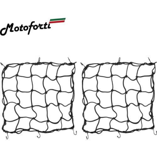 Motoforti 2pcs 40x40cm Motorcycle Luggage Cargo Organiser Net Motorbike Helmet Mesh Storage Bag With 6 Hooks Stretchable