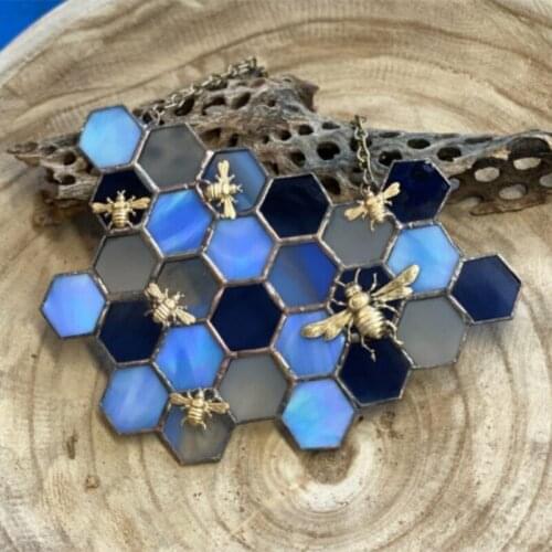 Honey Bee Mosaic Wall Hanging Ornament Beautiful Art Decor for Living Room Garden Yard Window E2S