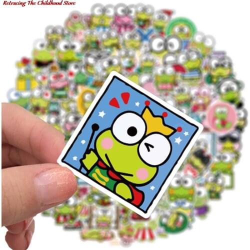 100 PCS Big Eye Frog Keroppi Stickers Baby Childrens Classic DIY Toy Bike Travel Luggage Guitar Waterproof PVC Decals