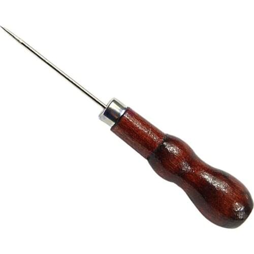2021 New Wooden Handle Steel Needle Sewing Awl Hole Maker for Canvas Leather Tools