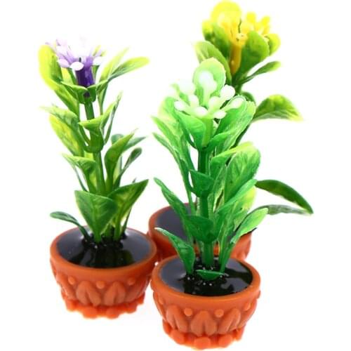 New Tree Potted For Green Plant In Pot Simulation Potted Plants 1:12 Dollhouse Miniature Doll House Furniture Home Decoration