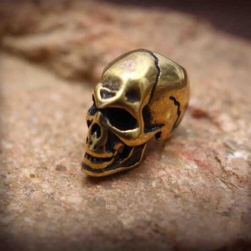 New arrive EDC Brass Skull Knife Beads Umbrella Rope Bead Outdoor Vintage Skull Paracord Beads DIY Flashlight Falls Rope Pendant