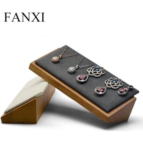 New product wooden earring display stand Microfiber 12-digit necklace stand Brand jewelry display stand