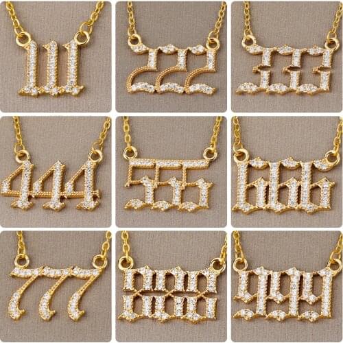 Zircon 111 222 333 444 555 666 777 888 999 Necklace for Women Angel Number Necklace Trend Charms Jewelry Clavicle Chain Choker