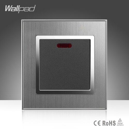 20A Heater Switch Wallpad Luxury 110-250V Grey Brushed Metal UK EU Standard 20A LED Indicator Water Heater Wall Switch